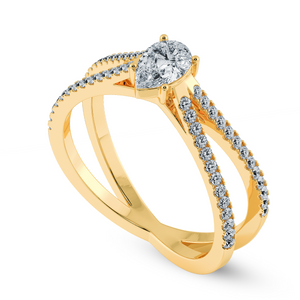 70-Pointer Pear Cut Solitaire Diamond Split Shank 18K Yellow Gold Ring JL AU 1175Y-B   Jewelove.US