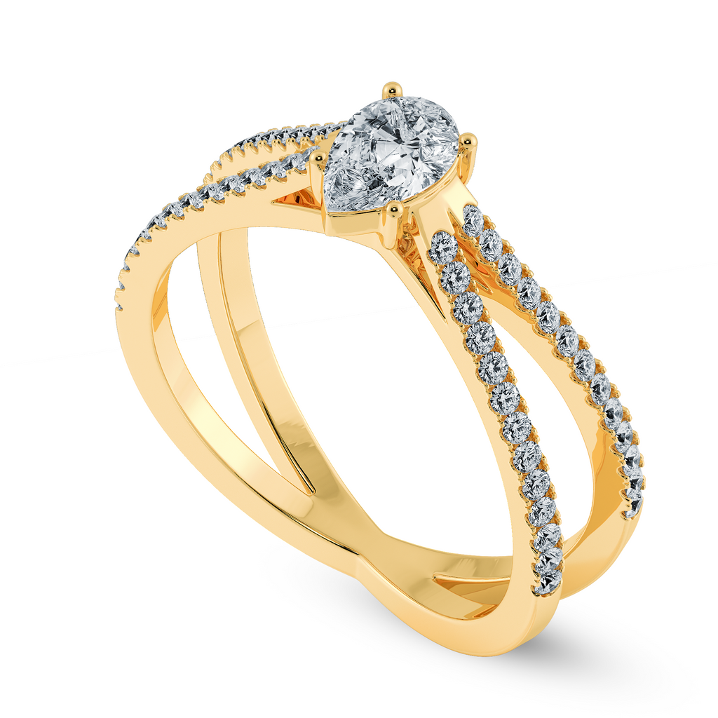 50-Pointer Pear Cut Solitaire Diamond Split Shank 18K Yellow Gold Ring JL AU 1175Y-A   Jewelove.US