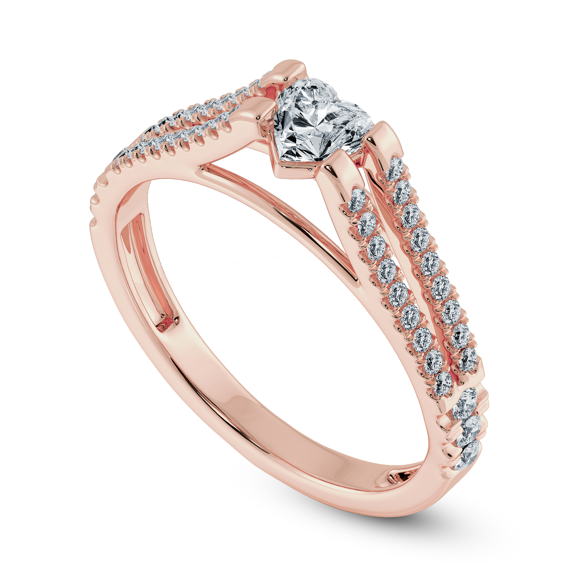 0.50cts. Heart Cut Solitaire Diamond Split Shank 18K Rose Gold Ring JL AU 1181R-A   Jewelove.US