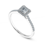 Load image into Gallery viewer, 20 Pointer Princess Cut Diamond Square Halo Shank Platinum Ring JL PT 1194-C   Jewelove.US
