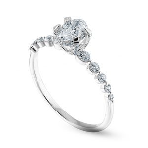 0.50cts Oval Cut Solitaire Halo Diamond Accents Platinum Ring JL PT 2008-A   Jewelove.US