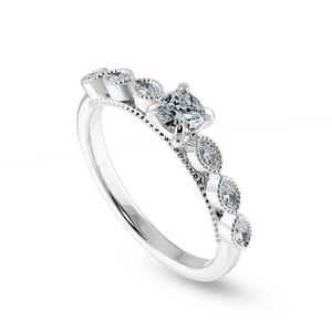 0.50cts. Cushion Cut Solitaire with Marquise Cut Diamond Accents Platinum Ring JL PT 2013-A   Jewelove.US