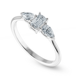 Load image into Gallery viewer, 0.70cts Emerald Cut Solitaire with Pear Cut Diamond Accents Platinum Ring JL PT 1204-B   Jewelove.US
