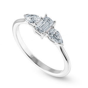 0.70cts Emerald Cut Solitaire with Pear Cut Diamond Accents Platinum Ring JL PT 1204-B   Jewelove.US