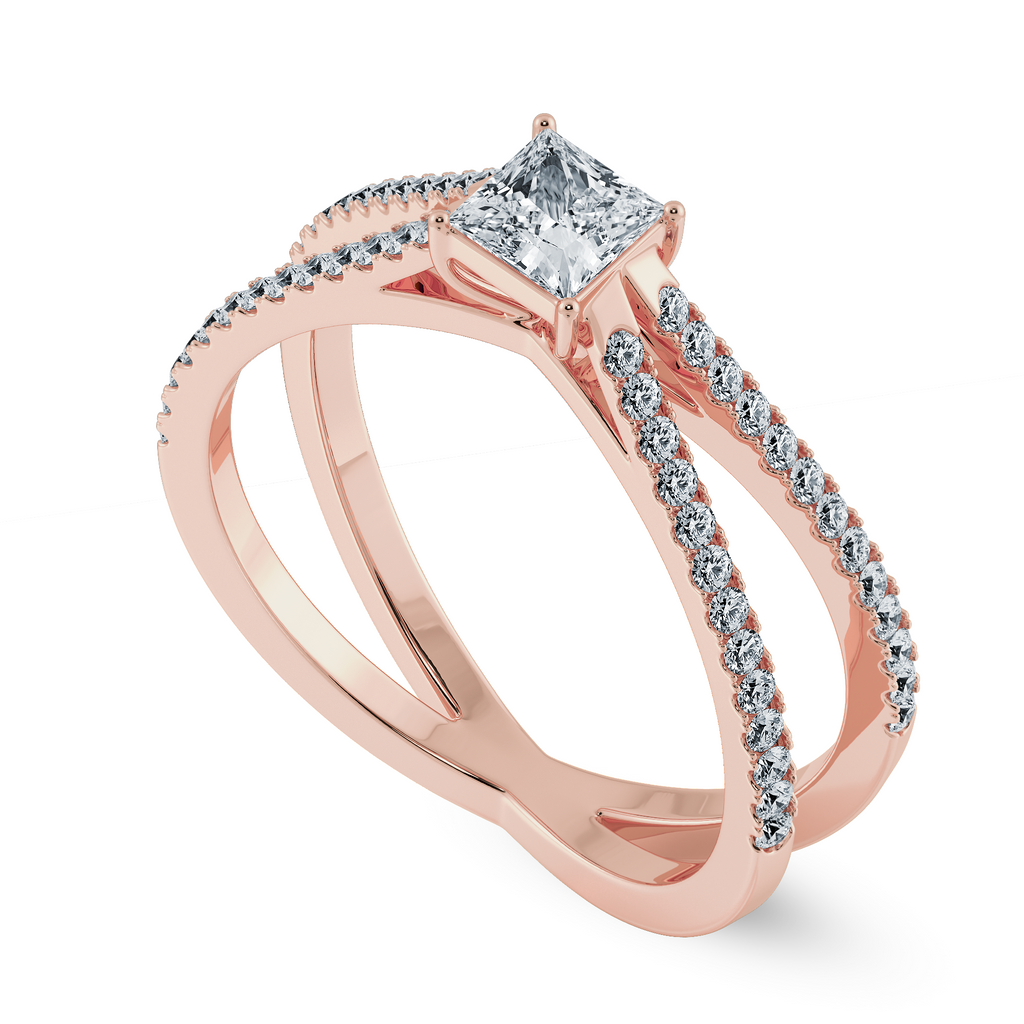 0.50cts. Princess Cut Solitaire Diamond Split Shank 18K Rose Gold Ring JL AU 1170R-A   Jewelove.US