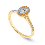 Load image into Gallery viewer, 0.50cts. Oval Cut Solitaire Halo Diamond Shank 18K Yellow Gold Ring JL AU 1199Y-A   Jewelove.US
