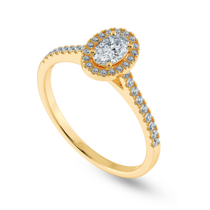 0.50cts. Oval Cut Solitaire Halo Diamond Shank 18K Yellow Gold Ring JL AU 1199Y-A   Jewelove.US