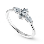 Load image into Gallery viewer, 0.50cts Marquise Cut Solitaire with Pear Cut Diamond Accents Platinum Ring JL PT 1208-A   Jewelove.US
