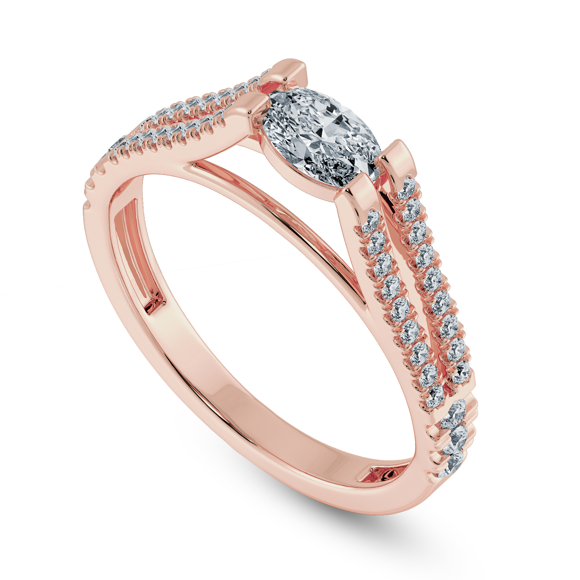 0.50cts. Oval Cut Solitaire Diamond Split Shank 18K Rose Gold Ring JL AU 1182R-A   Jewelove.US