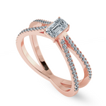 Load image into Gallery viewer, 0.50cts. Emerald Cut Solitaire Diamond Split Shank 18K Rose Gold Ring JL AU 1172R-A   Jewelove.US
