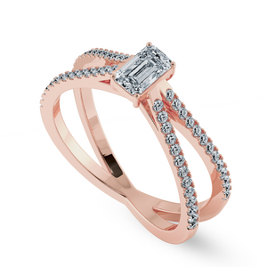 0.50cts. Emerald Cut Solitaire Diamond Split Shank 18K Rose Gold Ring JL AU 1172R-A   Jewelove.US