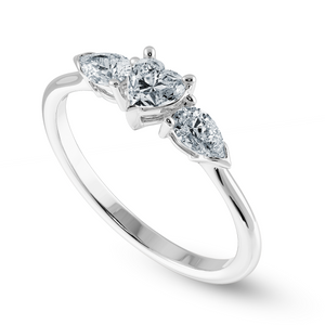 0.30cts Heart Cut Solitaire with Pear Cut Diamond Accents Platinum Ring JL PT 1205   Jewelove.US