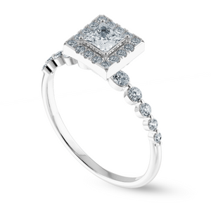 0.70cts Princess Cut Solitaire Halo Diamond Accents Platinum Ring JL PT 2003-B   Jewelove.US