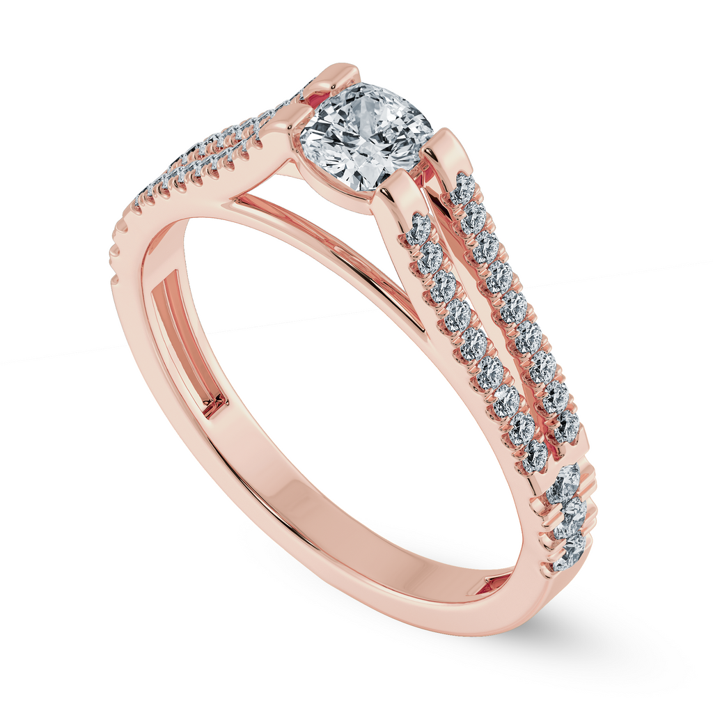 0.30cts. Cushion Cut Solitaire Diamond Split Shank 18K Rose Gold Ring JL AU 1179R   Jewelove.US