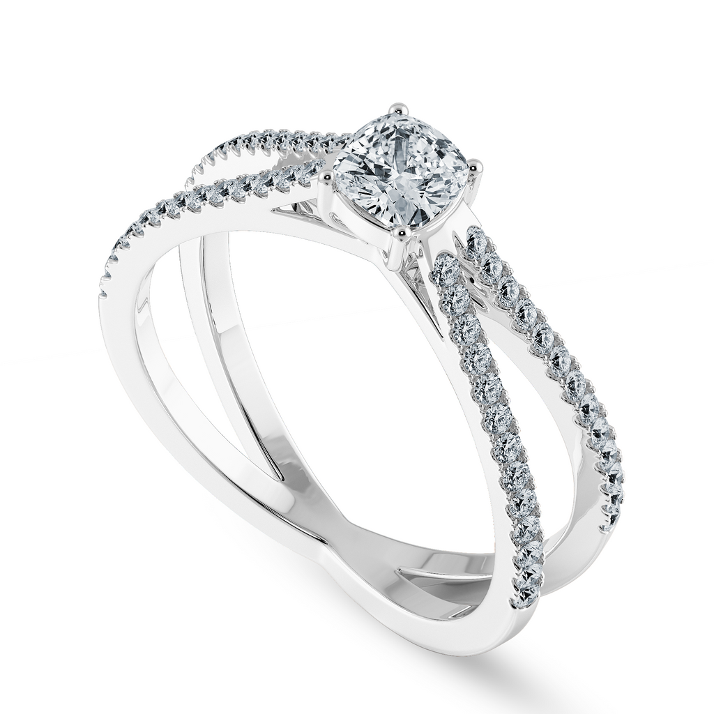 0.50cts. Cushion Cut Solitaire Diamond Split Shank Platinum Engagement Ring JL PT 1171-A   Jewelove.US