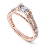 Load image into Gallery viewer, 0.30cts. Emerald Cut Solitaire Diamond Split Shank 18K Rose Gold Ring JL AU 1180R   Jewelove.US
