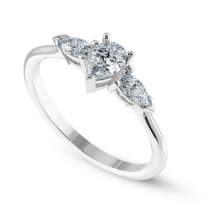 0.30cts Pear Cut Solitaire Diamond Accents Platinum Ring JL PT 1207   Jewelove.US