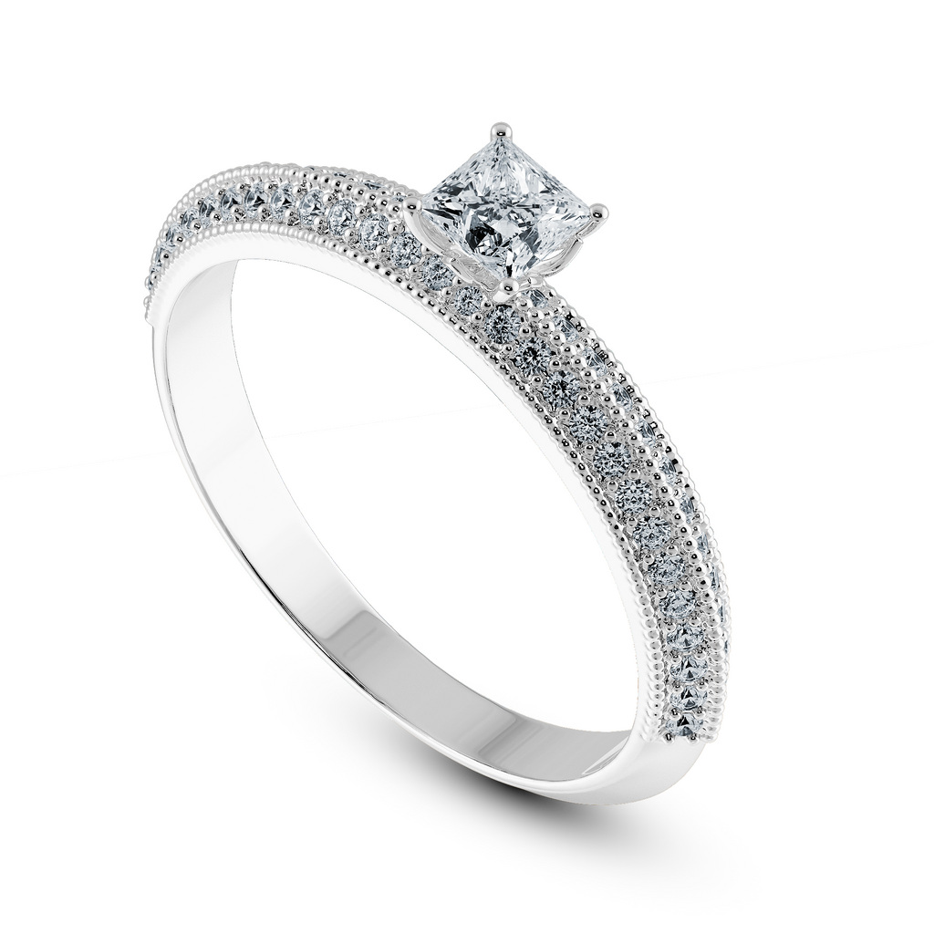 0.30cts Princess Cut Solitaire Diamond Split Shank Platinum Ring JL PT 1186   Jewelove.US