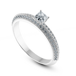 Load image into Gallery viewer, 0.30cts Princess Cut Solitaire Diamond Split Shank Platinum Ring JL PT 1186   Jewelove.US
