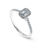 Load image into Gallery viewer, 0.70cts Emerald Cut Solitaire Halo Diamond Shank Platinum Ring JL PT 1197-B   Jewelove.US
