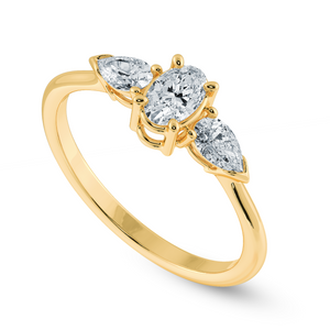 0.30cts. Oval Cut Solitaire with Pear Cut Diamond Accents 18K Yellow Gold Ring JL AU 1206Y   Jewelove.US