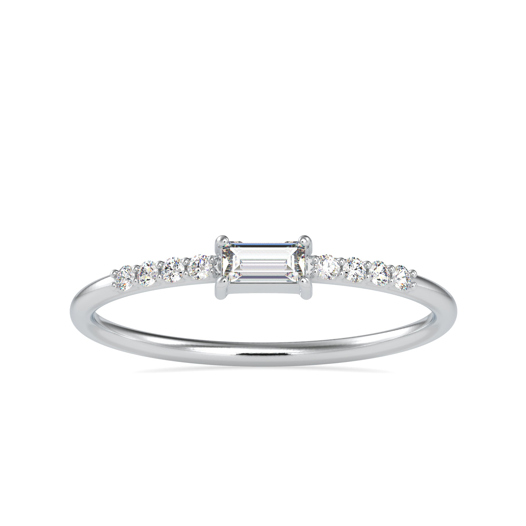 Designer Platinum Baguette Diamond Engagement Ring JL PT 0602