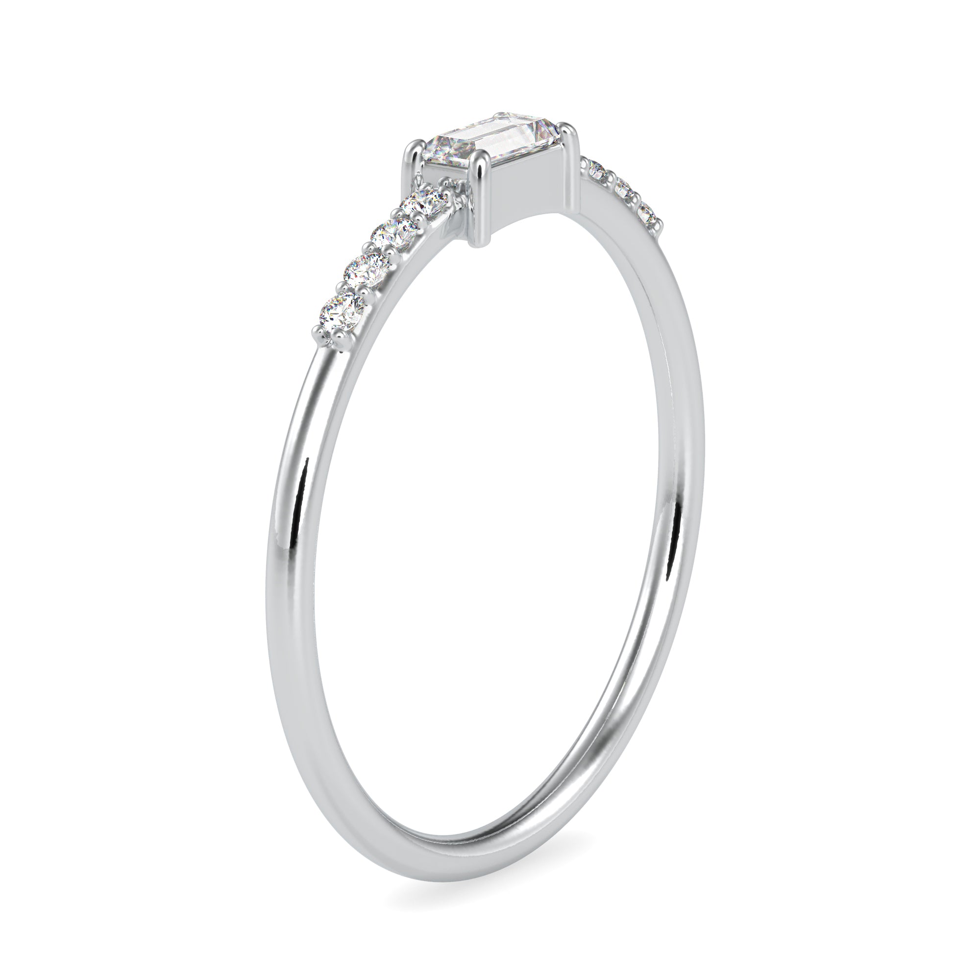 Designer Platinum Baguette Diamond Engagement Ring JL PT 0602