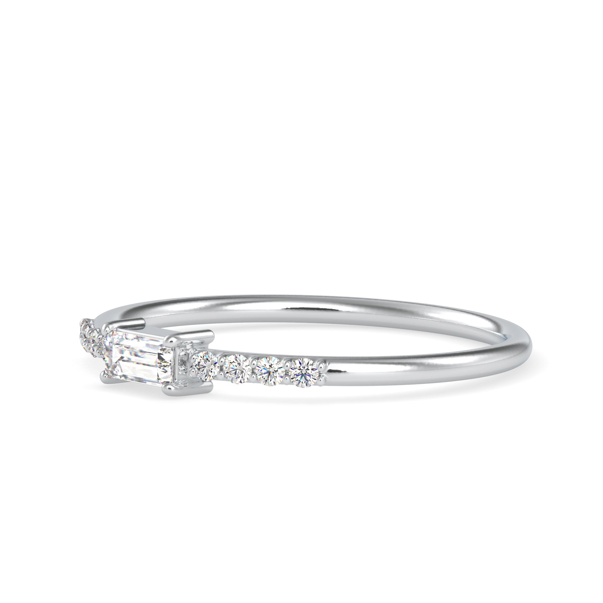 Designer Platinum Baguette Diamond Engagement Ring JL PT 0602