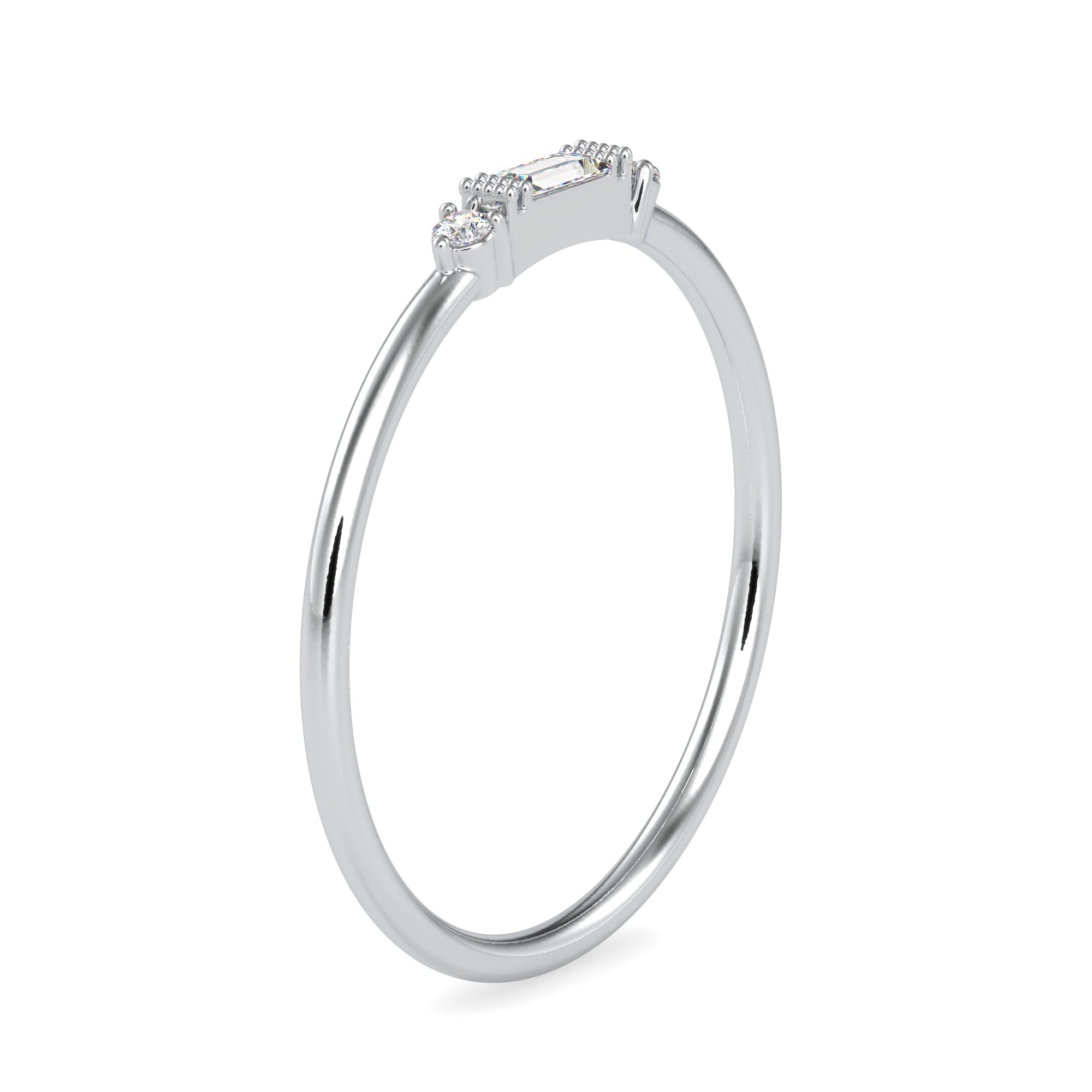 Baguette Diamond Platinum Engagement Ring JL PT 0606