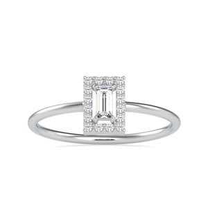 0.20cts. Baguette Solitaire Platinum Diamond Halo Engagement Ring JL PT 0619   Jewelove.US