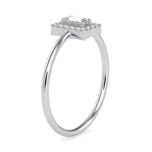 0.20cts. Baguette Solitaire Platinum Diamond Halo Engagement Ring JL PT 0619