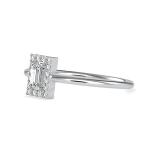 0.20cts. Baguette Solitaire Platinum Diamond Halo Engagement Ring JL PT 0619