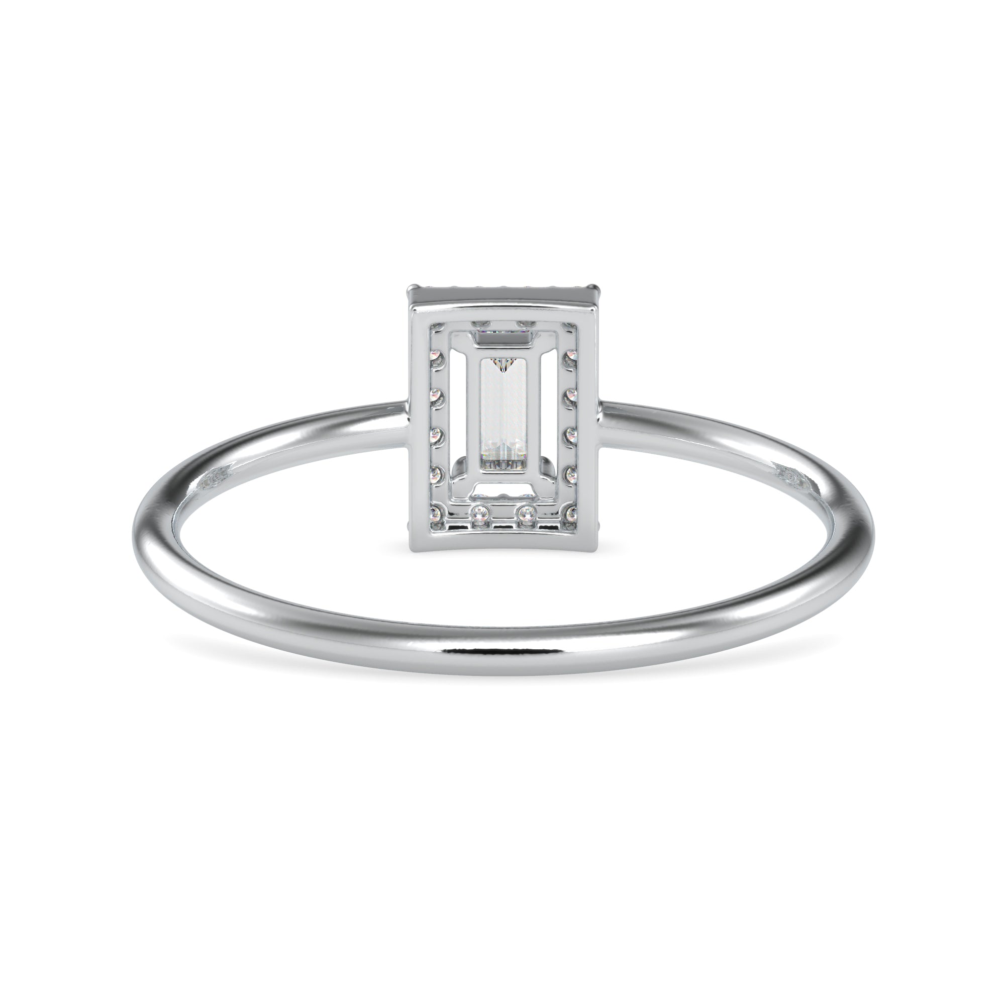 0.20cts. Baguette Solitaire Platinum Diamond Halo Engagement Ring JL PT 0619