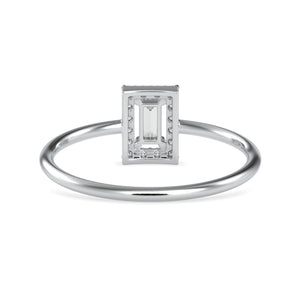 0.20cts. Baguette Solitaire Platinum Diamond Halo Engagement Ring JL PT 0619   Jewelove.US
