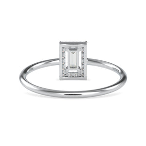 0.20cts. Baguette Solitaire Platinum Diamond Halo Engagement Ring JL PT 0619