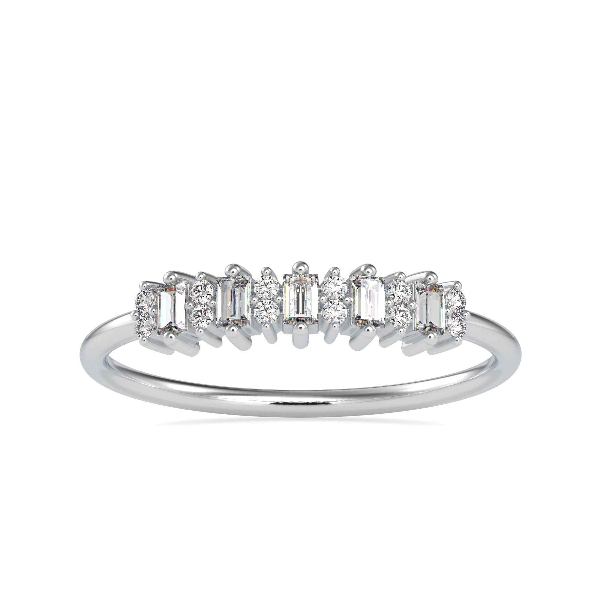 Designer Baguette Platinum Diamond Engagement Ring JL PT 0630