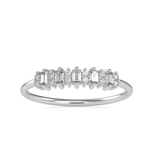 Designer Baguette Platinum Diamond Engagement Ring JL PT 0630