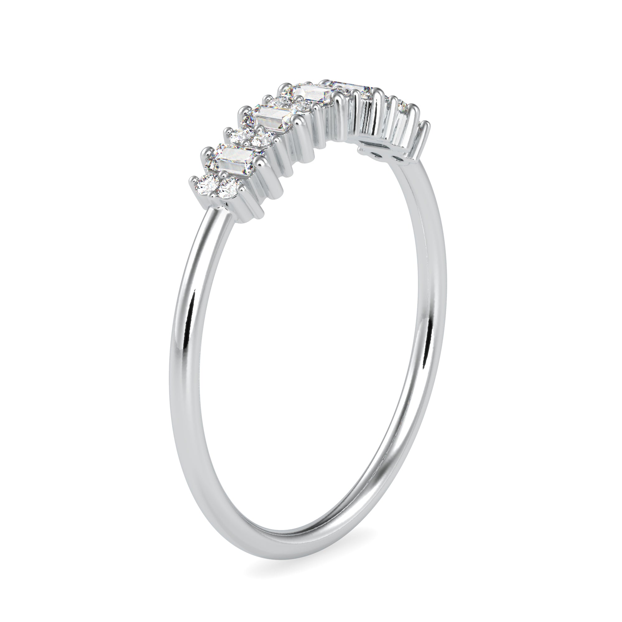 Designer Baguette Platinum Diamond Engagement Ring JL PT 0630