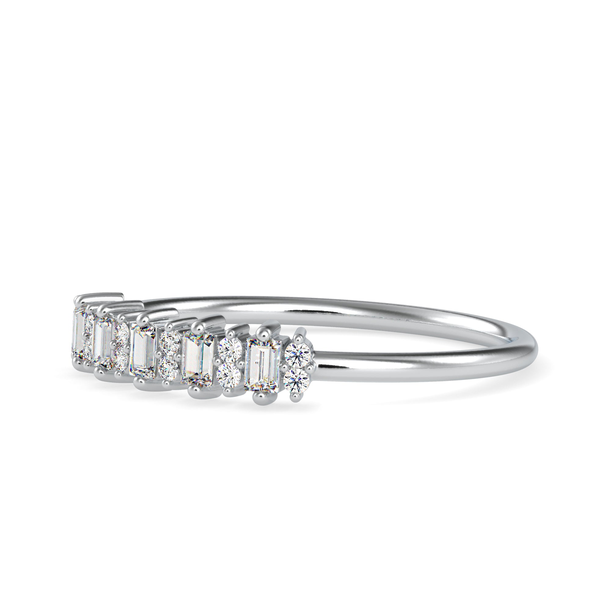 Designer Baguette Platinum Diamond Engagement Ring JL PT 0630