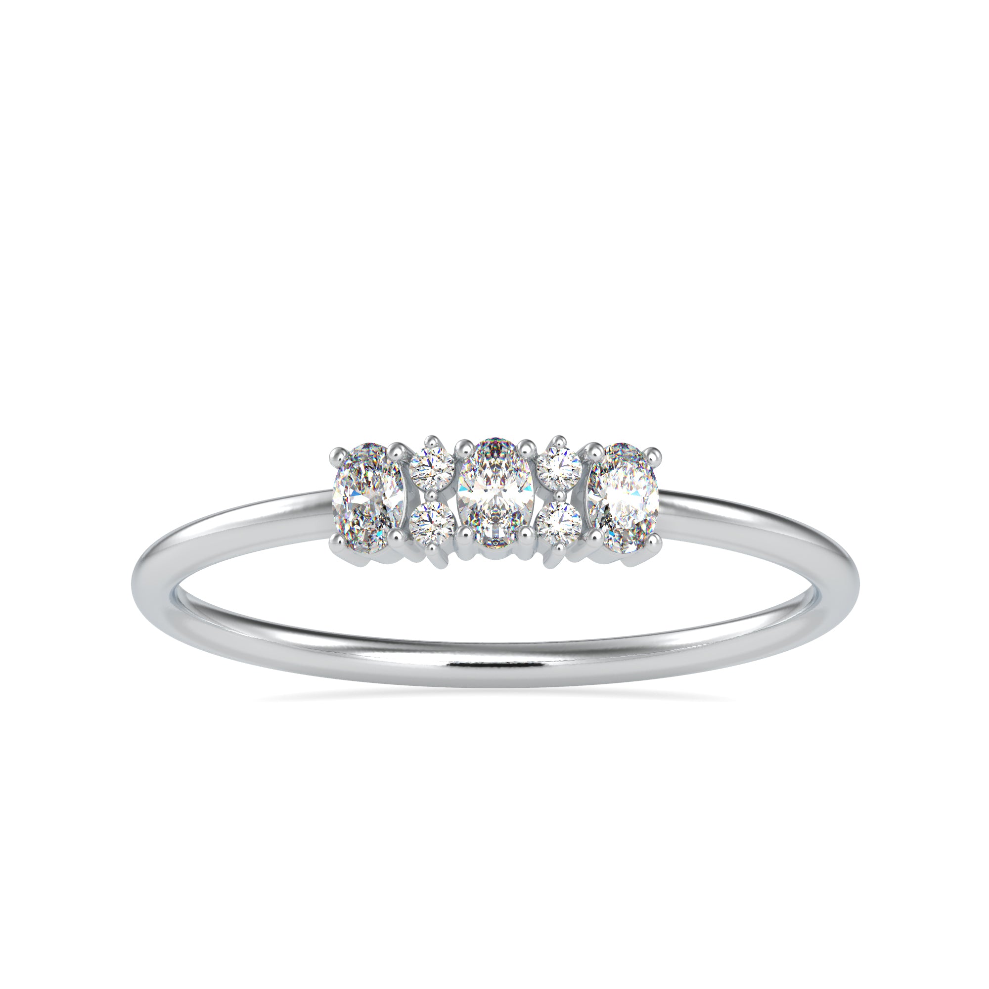 3 Oval Cut Diamond Platinum Engagement Ring JL PT 0646   Jewelove.US