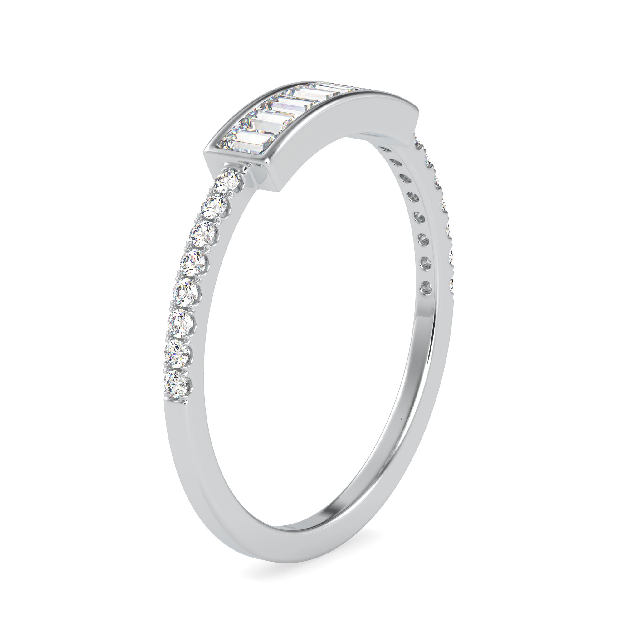 Designer Baguette Diamond Platinum Engagement Ring JL PT 0647   Jewelove.US