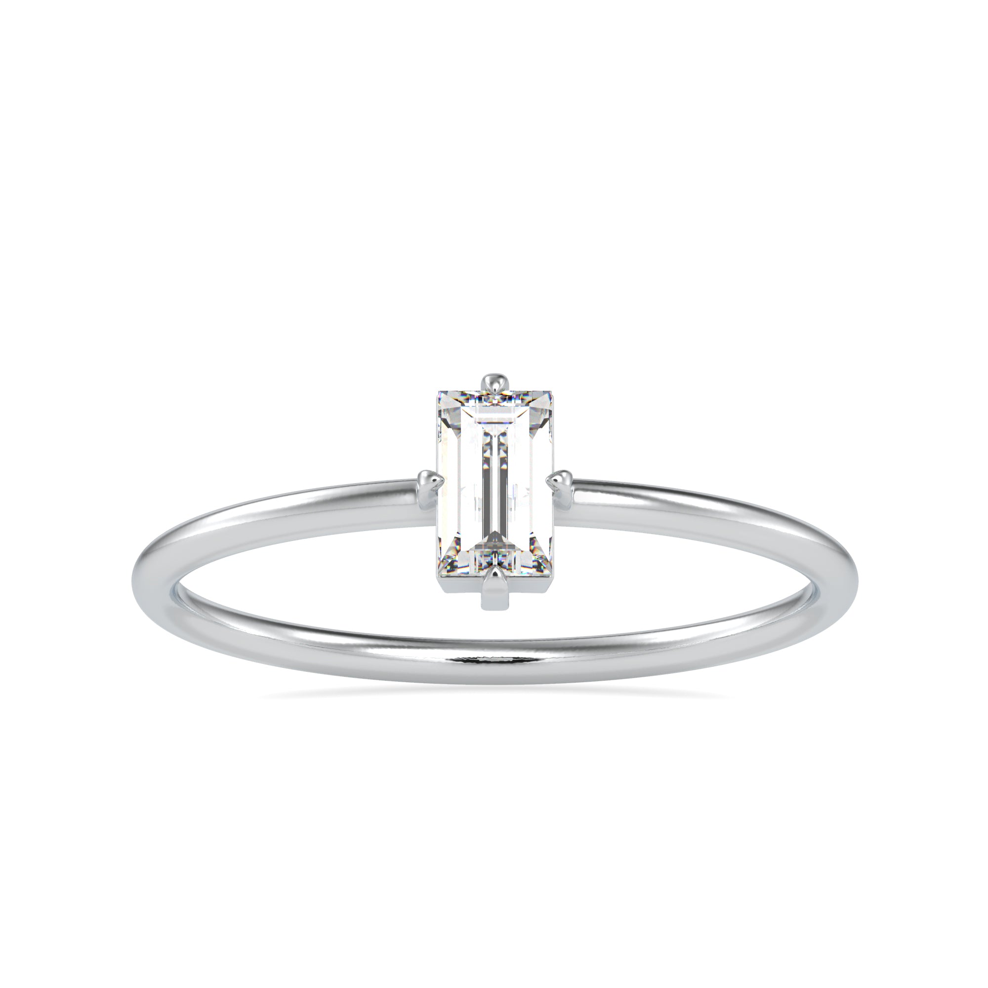 0.20cts. Baguette Diamond Solitaire Platinum Engagement Ring JL PT 0657