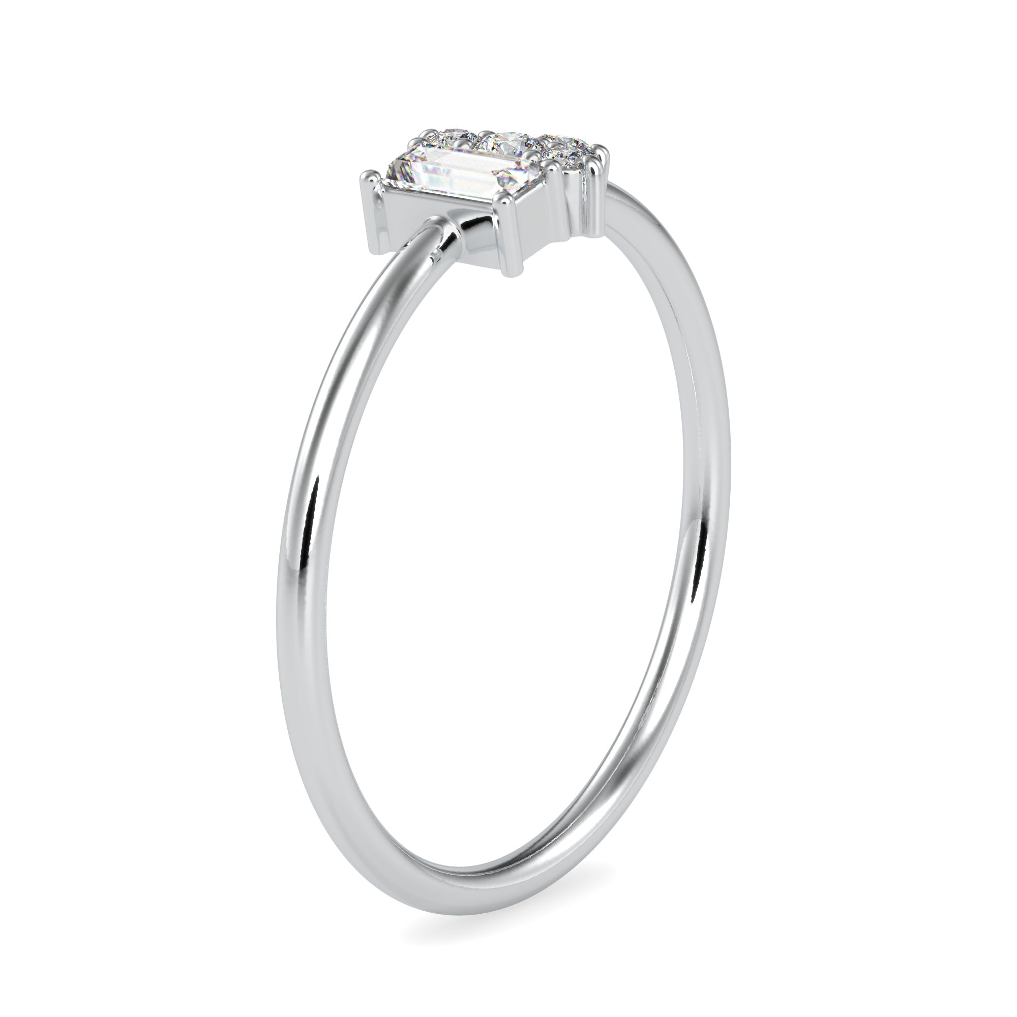 Baguette Diamond Platinum Diamond Engagement Ring JL PT 0660   Jewelove.US