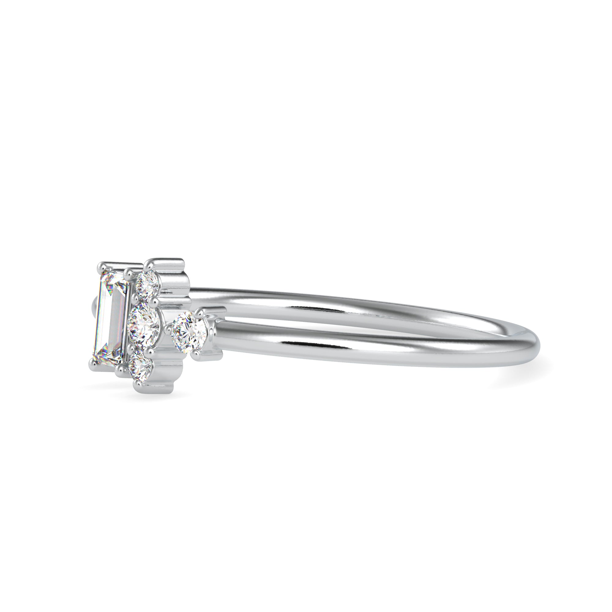 Baguette Diamond Platinum Diamond Engagement Ring JL PT 0660   Jewelove.US