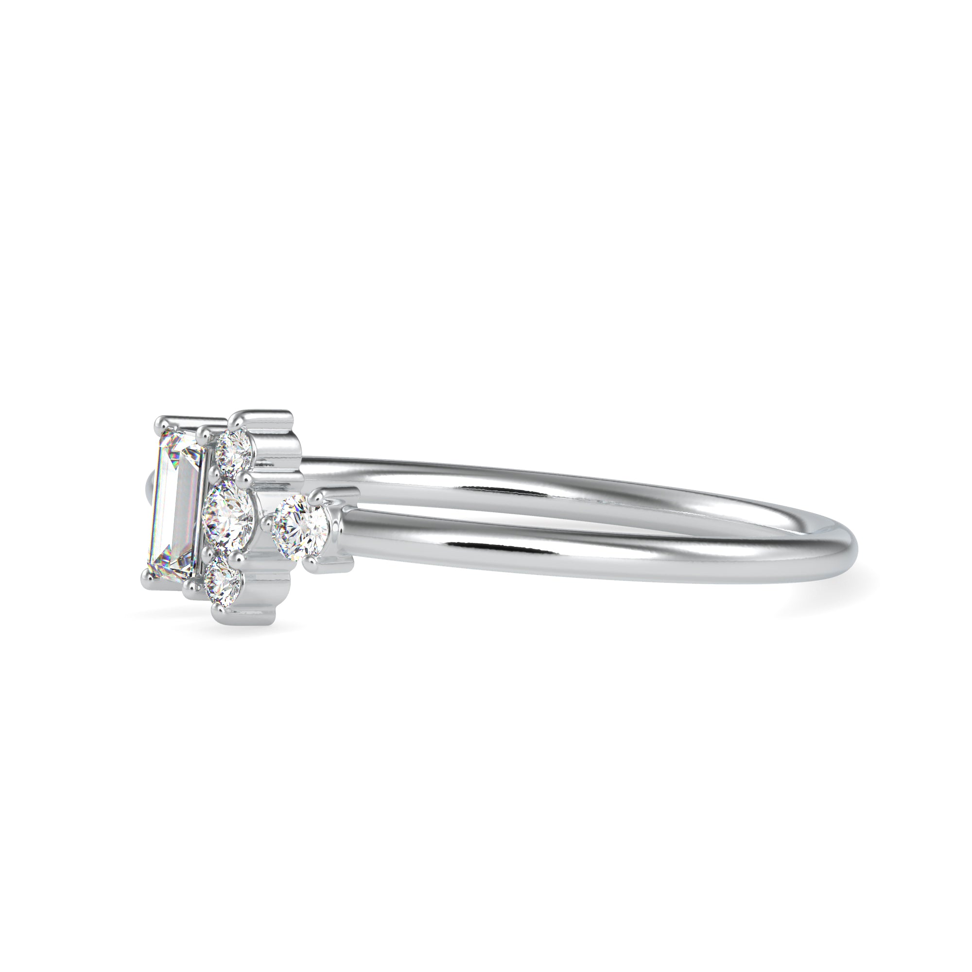 Baguette Diamond Platinum Diamond Engagement Ring JL PT 0660