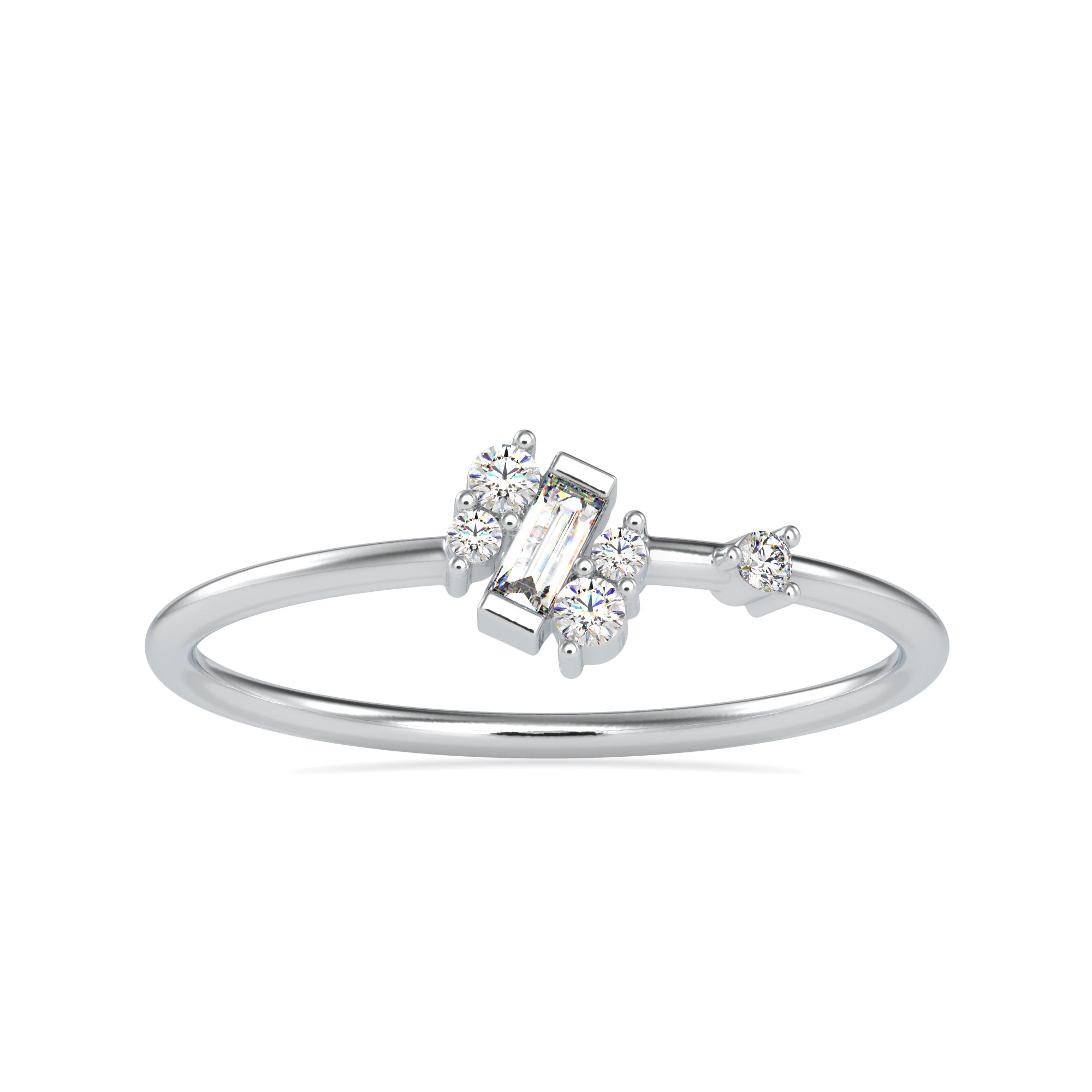 Baguette Diamond Platinum Diamond Engagement Ring JL PT 0663