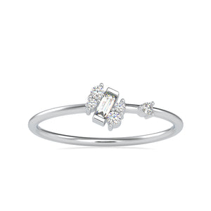 Baguette Diamond Platinum Diamond Engagement Ring JL PT 0663