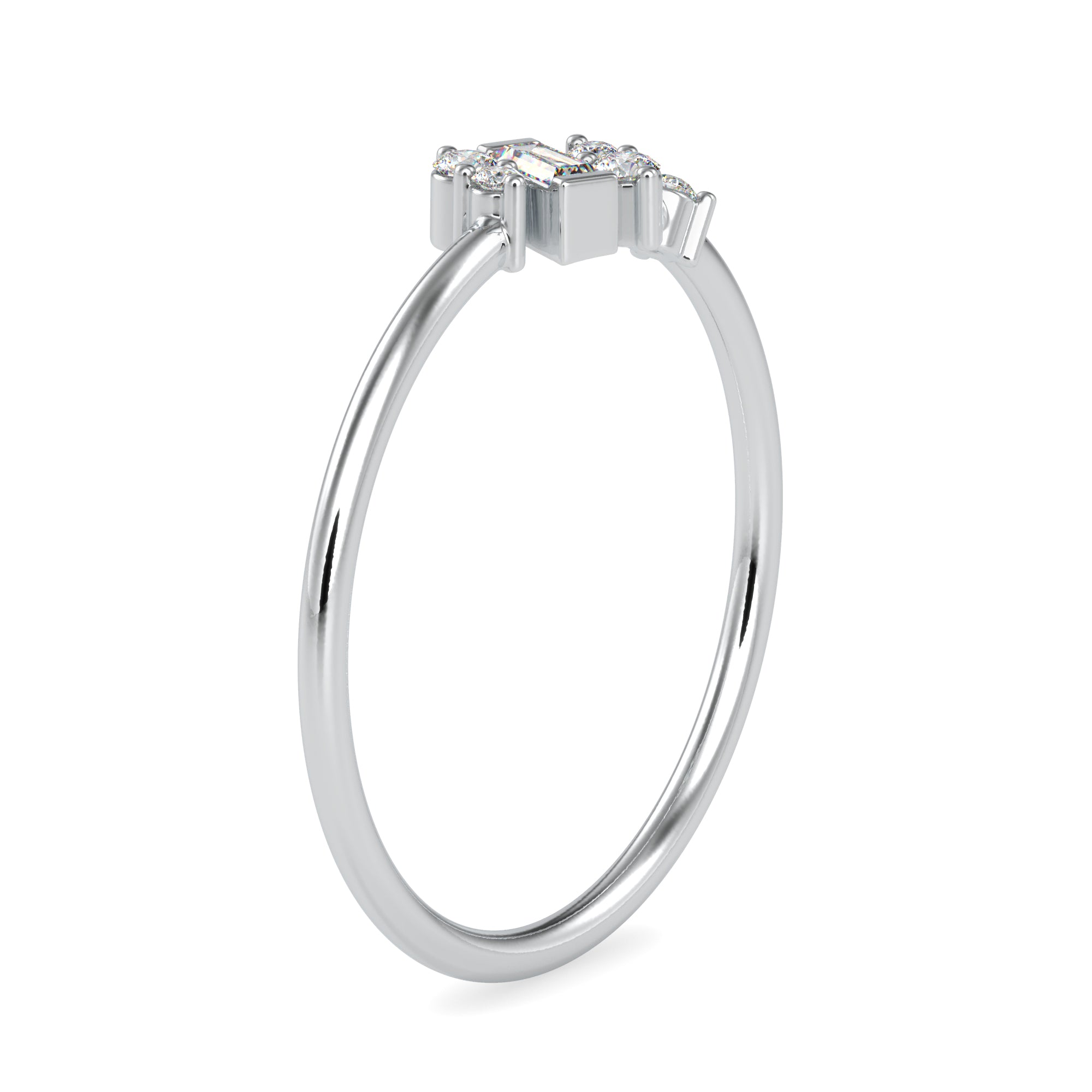 Baguette Diamond Platinum Diamond Engagement Ring JL PT 0663