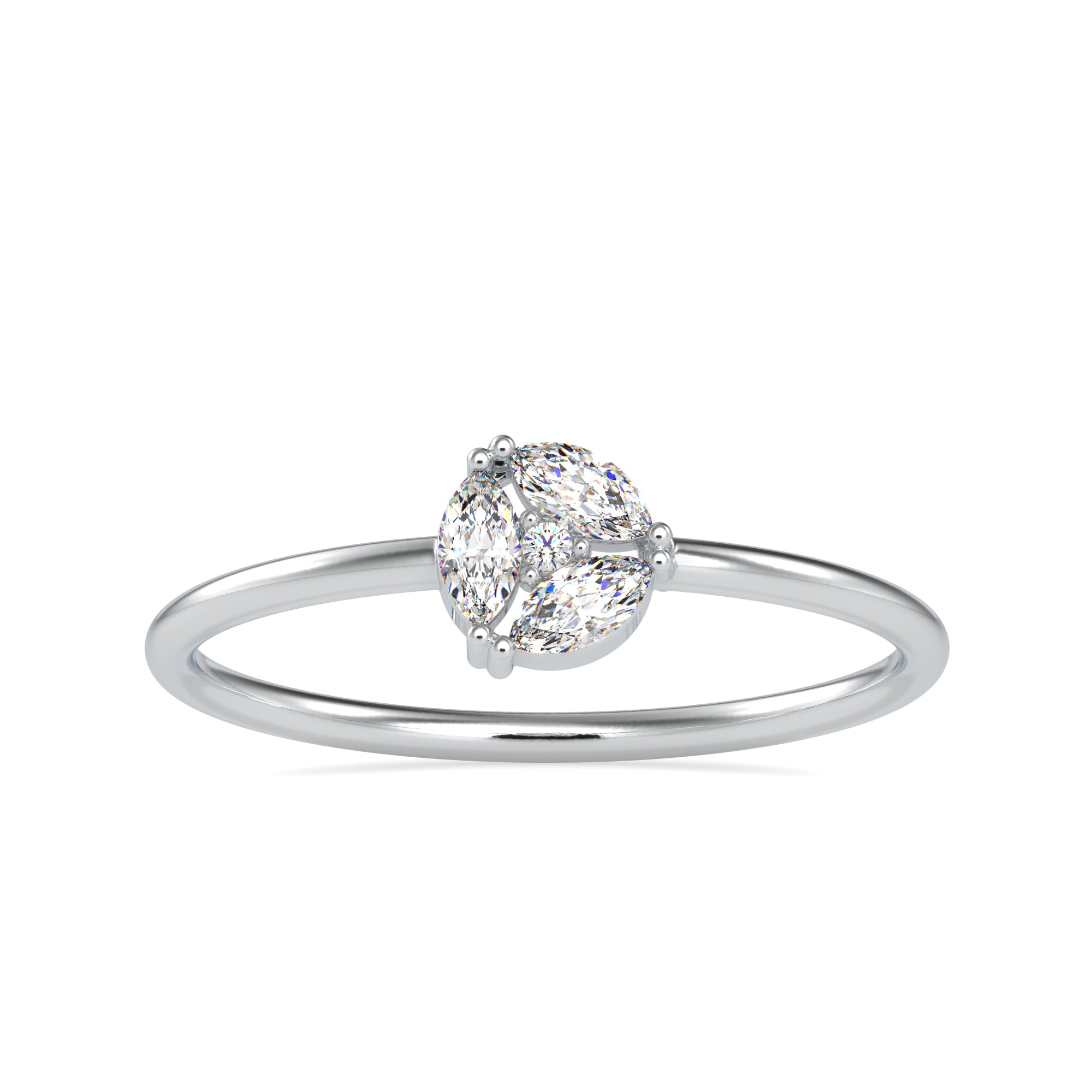 3 Marquise Cut Diamond Platinum Engagement Ring JL PT 0668