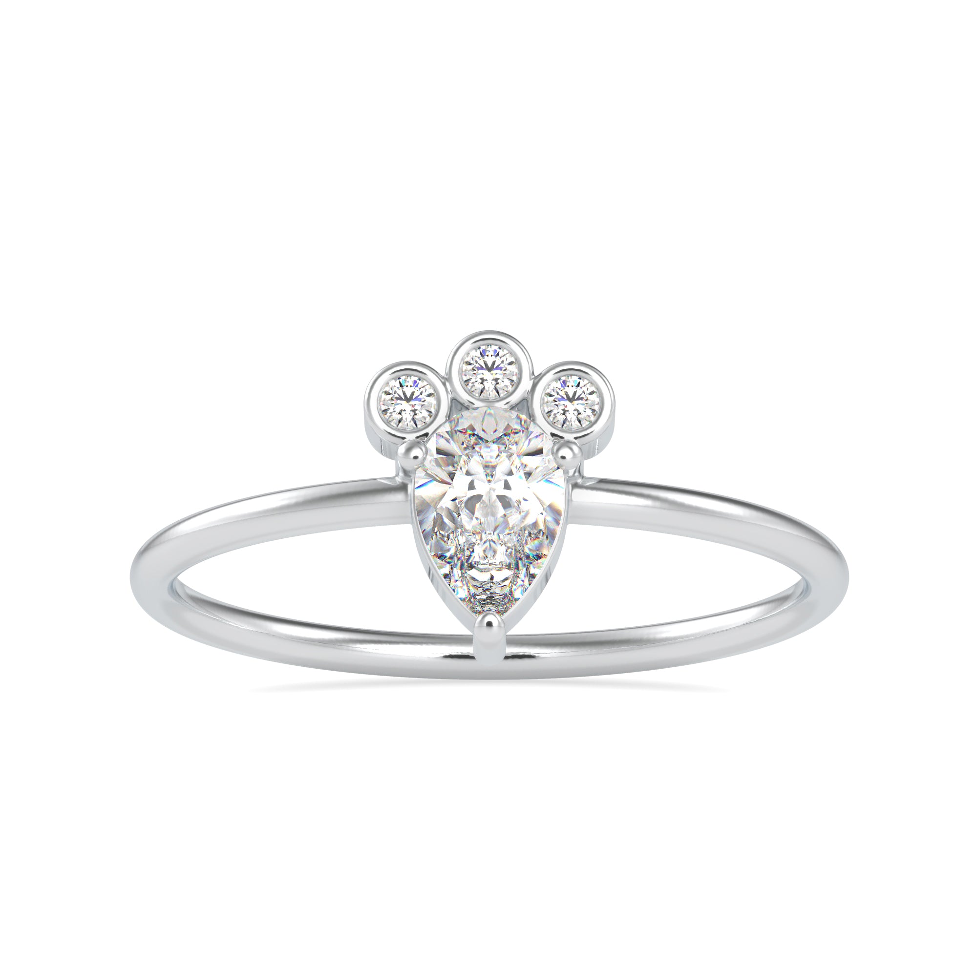 Pear Cut Diamond with Round Brilliant Cut Diamond Platinum Ring JL PT 0672